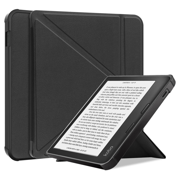 For KOBO Libra2 2021 TPU Multi-folding Leather Tablet Case