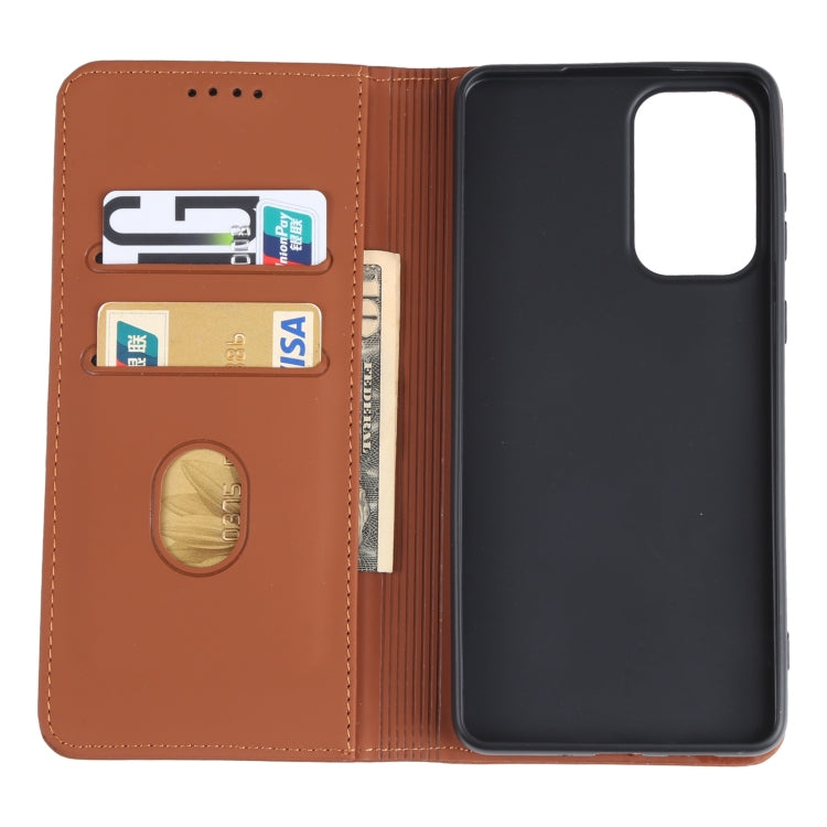 For Samsung Galaxy A73 Strong Magnetism Liquid Feel Leather Phone Case