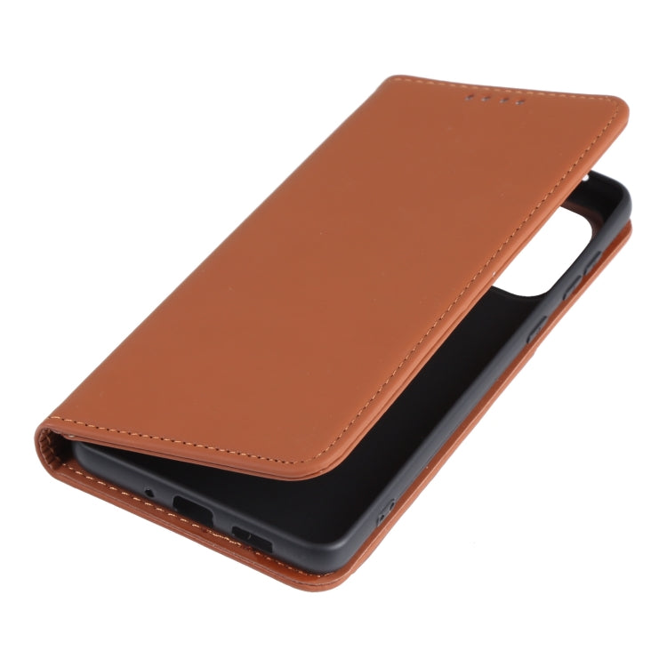 For Samsung Galaxy A73 Strong Magnetism Liquid Feel Leather Phone Case