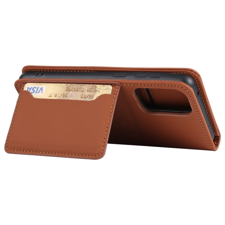 For Samsung Galaxy A73 Strong Magnetism Liquid Feel Leather Phone Case