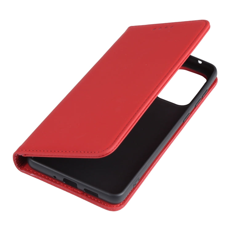 For Samsung Galaxy A73 Strong Magnetism Liquid Feel Leather Phone Case