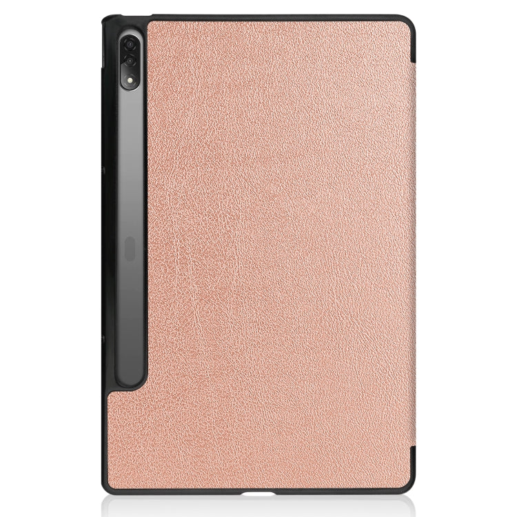 For Lenovo Tab P12 Pro 12.6 Three-folding Holder Custer Texture Leather Tablet Case