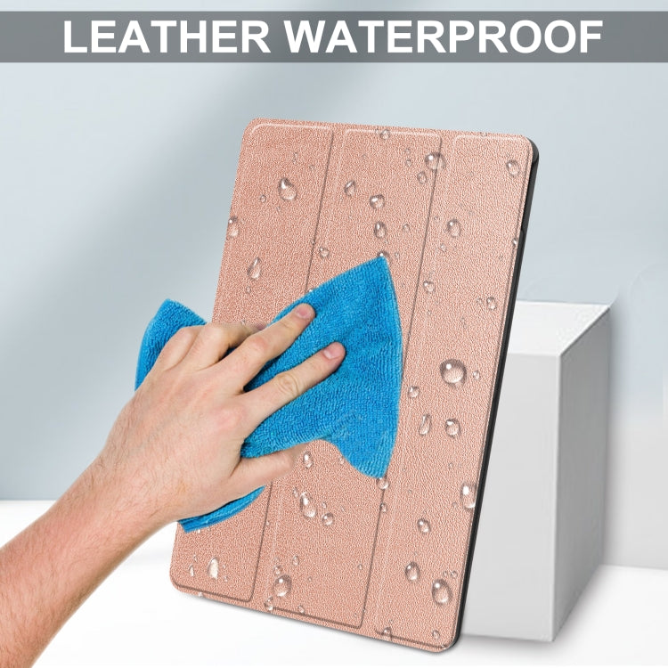 For Lenovo Tab P12 Pro 12.6 Three-folding Holder Custer Texture Leather Tablet Case