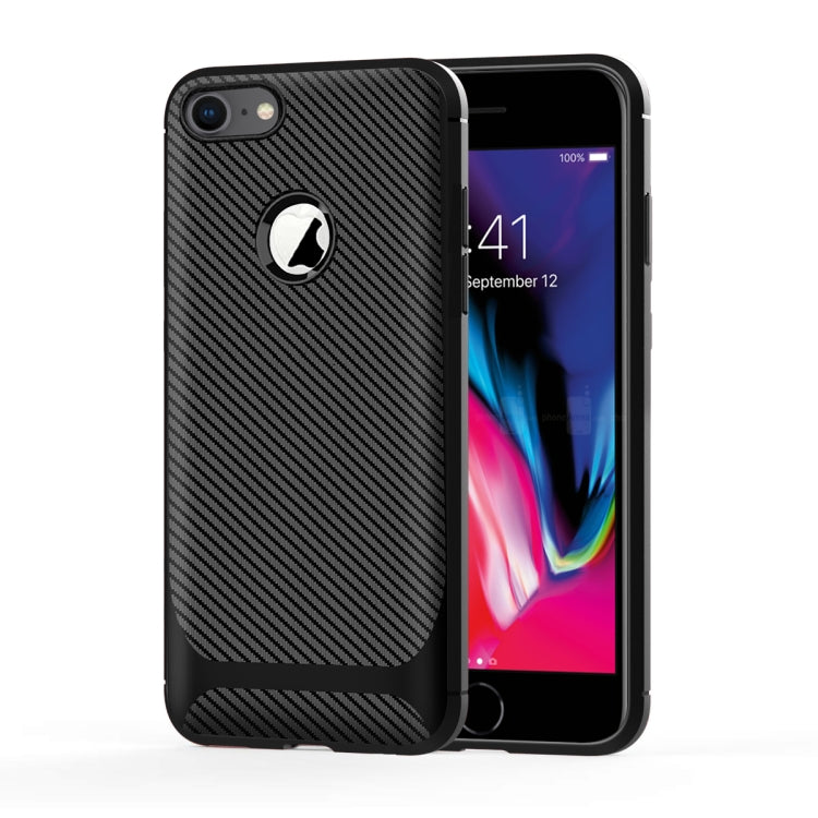 For iPhone SE 2020 & 8 & 7 Carbon Fiber Texture Shockproof TPU Protective Case