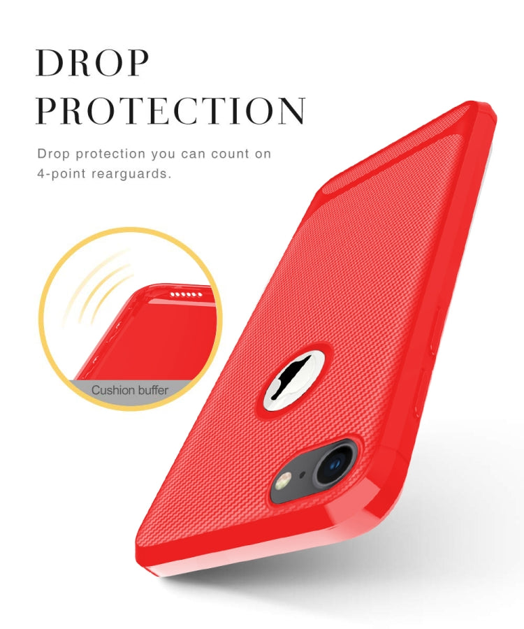 For iPhone SE 2020 & 8 & 7 Carbon Fiber Texture Shockproof TPU Protective Case