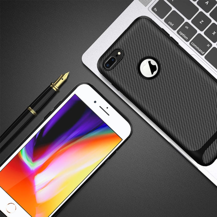 For iPhone 8 Plus & 7 Plus Carbon Fiber Texture Shockproof TPU Protective Case