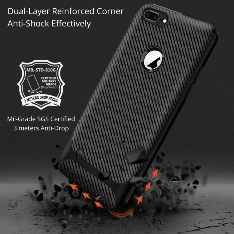 For iPhone 8 Plus & 7 Plus Carbon Fiber Texture Shockproof TPU Protective Case