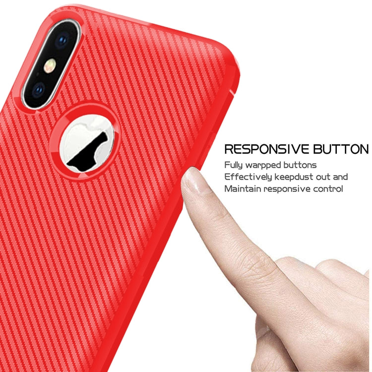 For iPhone XS / X Carbon Fiber Texture Shockproof TPU Protective Case
