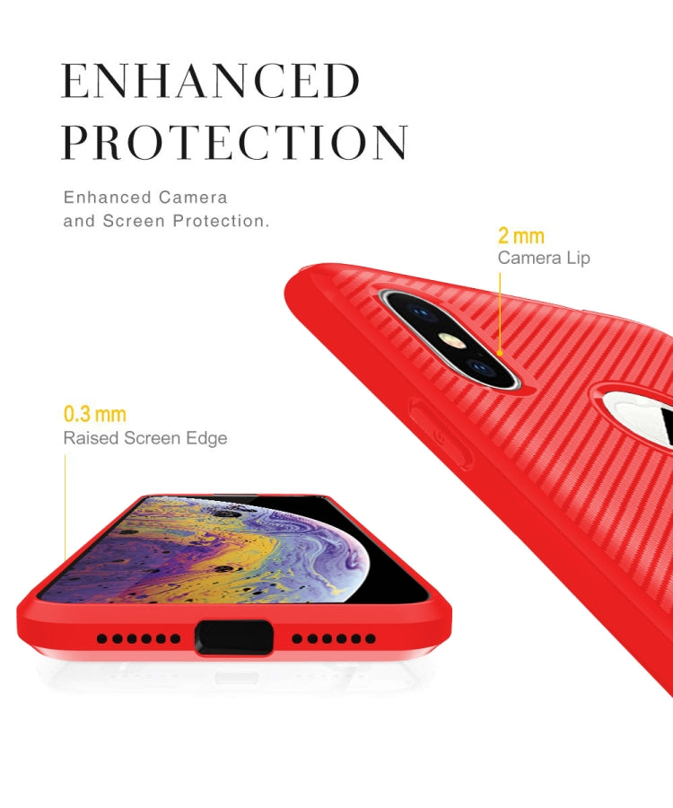 For iPhone XS / X Carbon Fiber Texture Shockproof TPU Protective Case