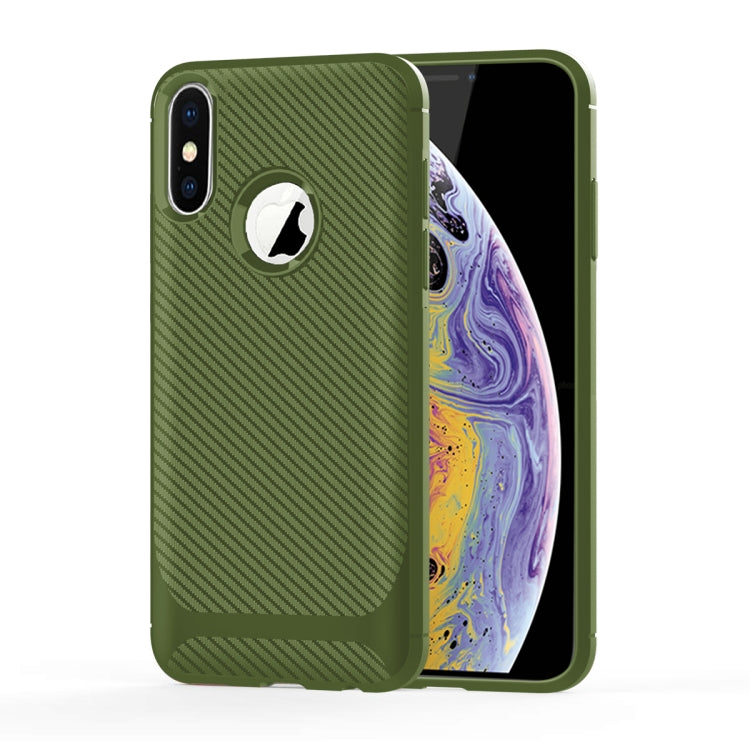 For iPhone XS / X Carbon Fiber Texture Shockproof TPU Protective Case