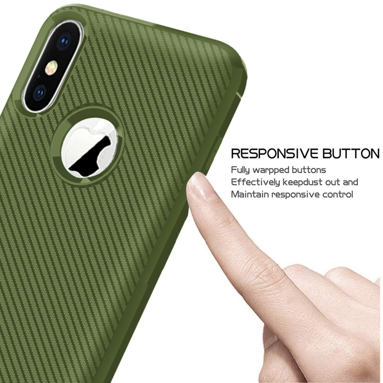 For iPhone XS / X Carbon Fiber Texture Shockproof TPU Protective Case