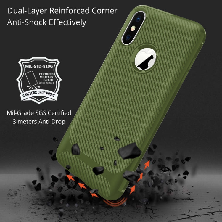 For iPhone XS / X Carbon Fiber Texture Shockproof TPU Protective Case