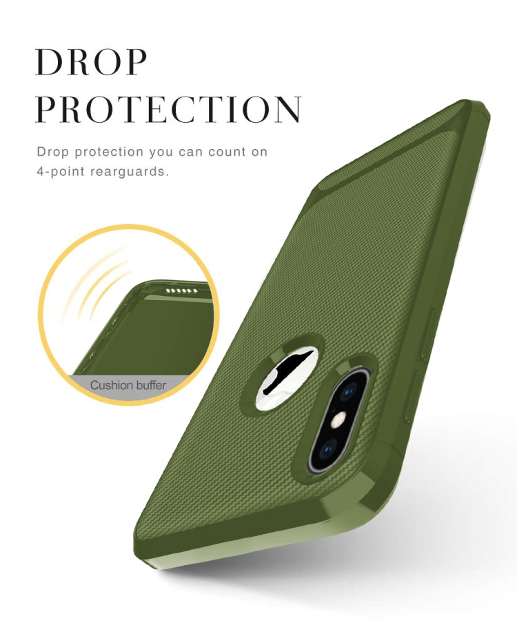 For iPhone XS / X Carbon Fiber Texture Shockproof TPU Protective Case