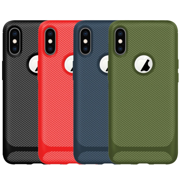 For iPhone XS / X Carbon Fiber Texture Shockproof TPU Protective Case