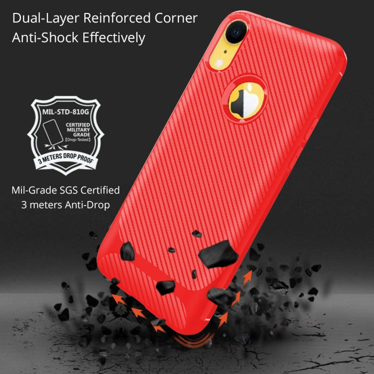 For iPhone XR Carbon Fiber Texture Shockproof TPU Protective Case