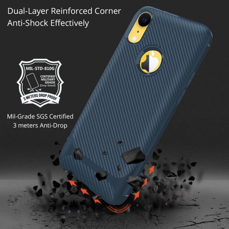 For iPhone XR Carbon Fiber Texture Shockproof TPU Protective Case