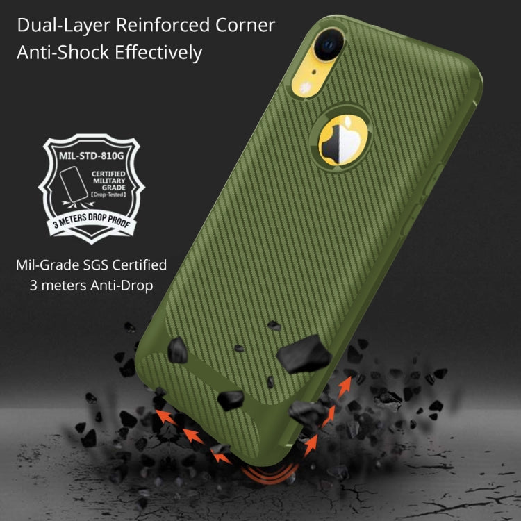 For iPhone XR Carbon Fiber Texture Shockproof TPU Protective Case