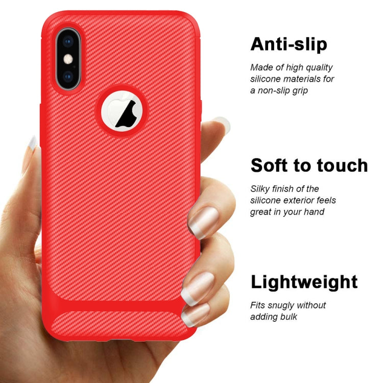 For iPhone XS Max Carbon Fiber Texture Shockproof TPU Protective Case