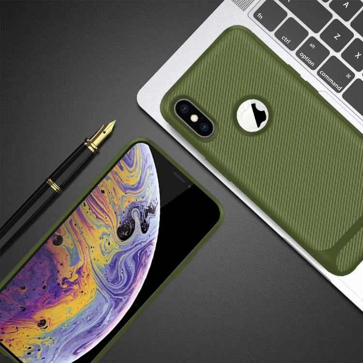 For iPhone XS Max Carbon Fiber Texture Shockproof TPU Protective Case