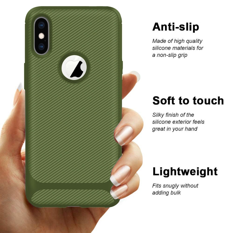 For iPhone XS Max Carbon Fiber Texture Shockproof TPU Protective Case