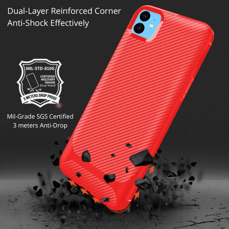 For iPhone 11 Carbon Fiber Texture Shockproof TPU Protective Case