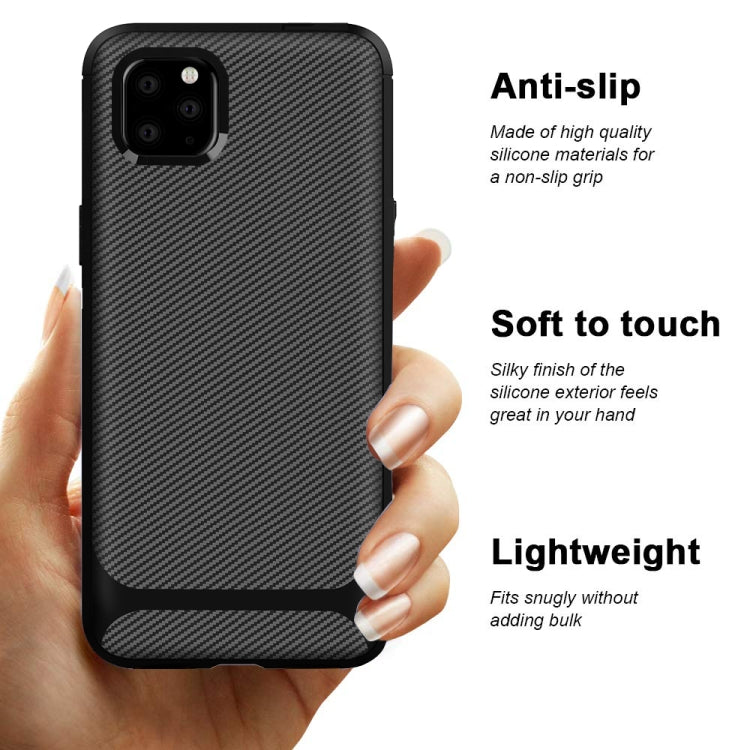 For iPhone 11 Pro Max Carbon Fiber Texture Shockproof TPU Protective Case