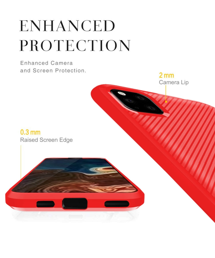For iPhone 11 Pro Max Carbon Fiber Texture Shockproof TPU Protective Case