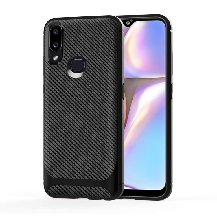 For Galaxy A10s Carbon Fiber Texture Shockproof TPU Protective Case