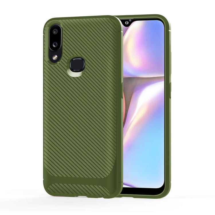 For Galaxy A10s Carbon Fiber Texture Shockproof TPU Protective Case