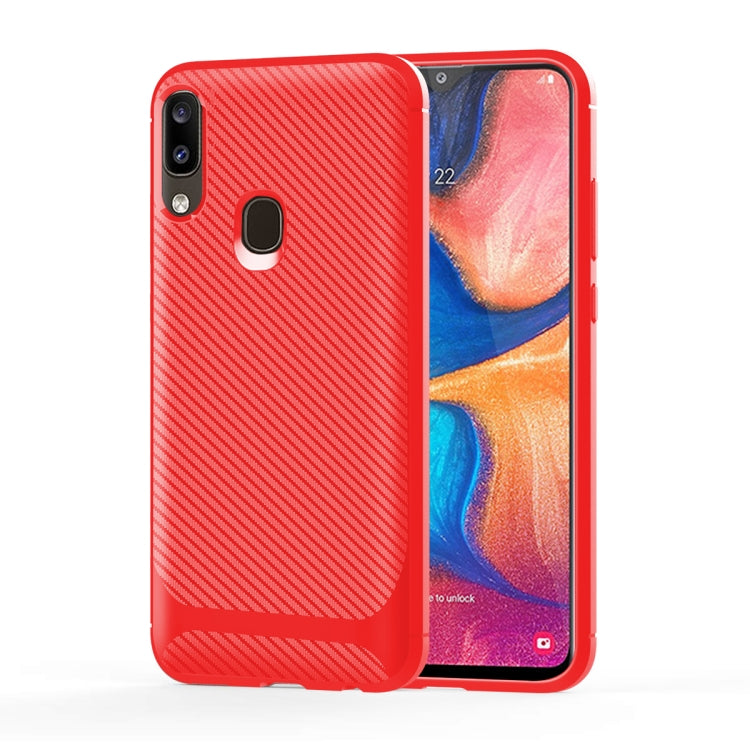 For Galaxy A40 Carbon Fiber Texture Shockproof TPU Protective Case