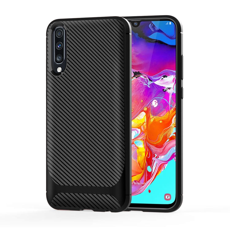 For Galaxy A70 Carbon Fiber Texture Shockproof TPU Protective Case