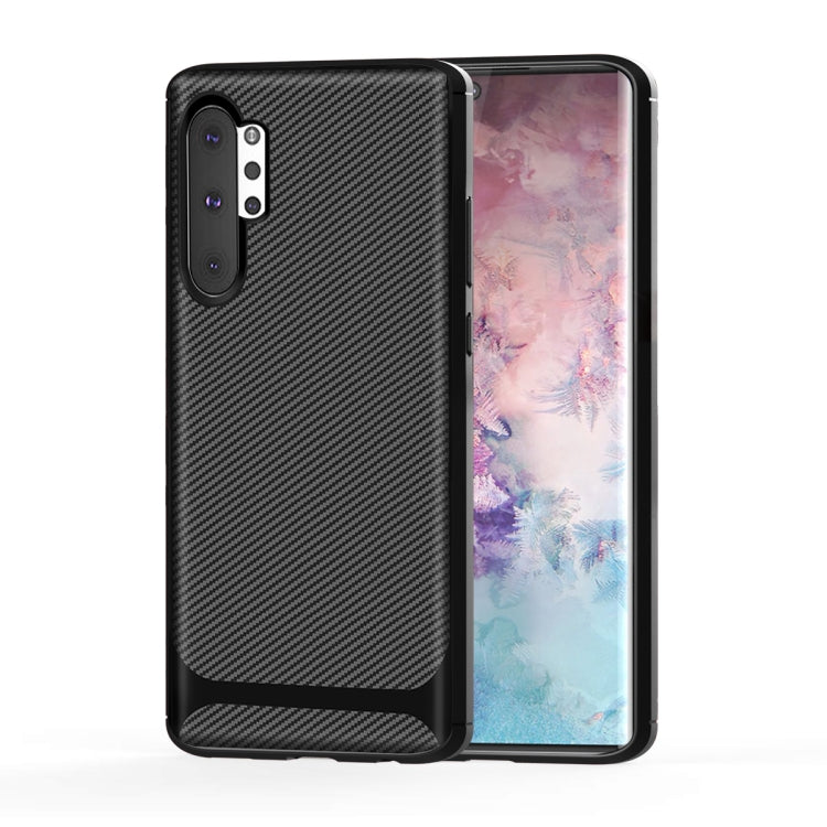 For Galaxy Note 10+ Carbon Fiber Texture Shockproof TPU Protective Case