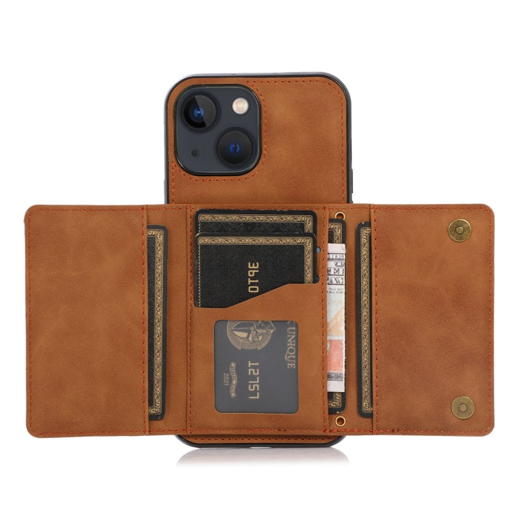 For iPhone 13 mini Three-fold Leather Phone Case with Card Slot & Wallet & Holder