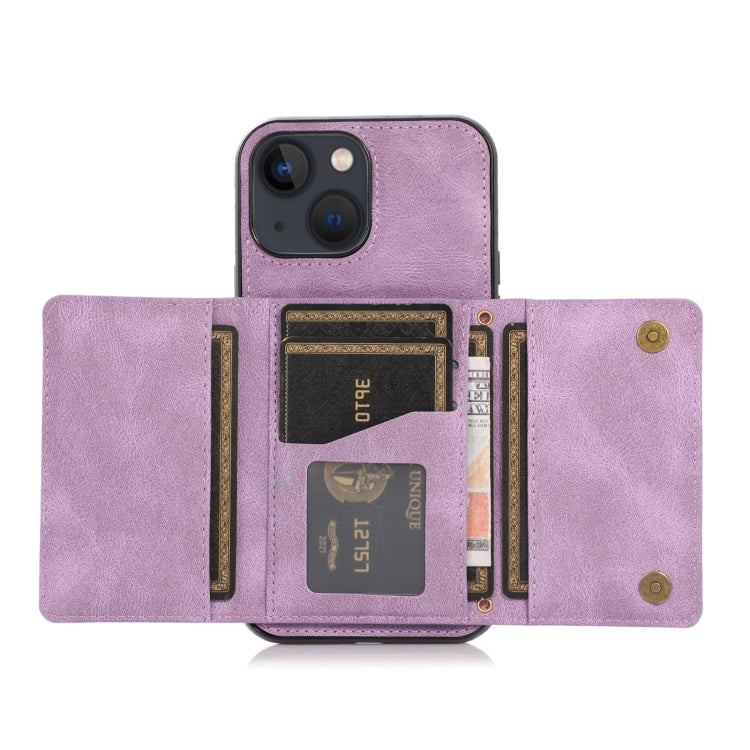 For iPhone 13 mini Three-fold Leather Phone Case with Card Slot & Wallet & Holder
