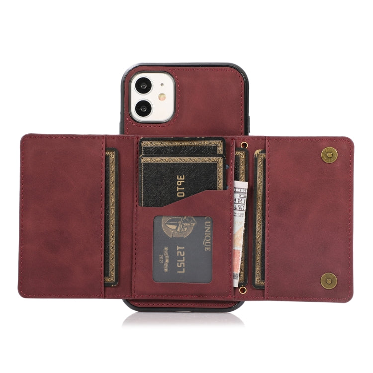 For iPhone 12 mini Three-fold Leather Phone Case with Card Slot & Wallet & Holder