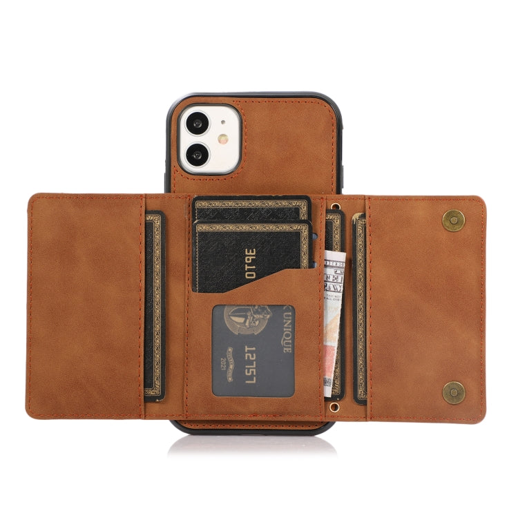 For iPhone 12 mini Three-fold Leather Phone Case with Card Slot & Wallet & Holder