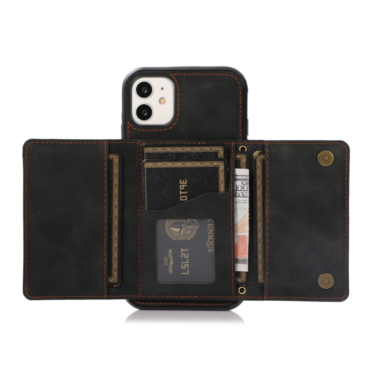 For iPhone 12 mini Three-fold Leather Phone Case with Card Slot & Wallet & Holder