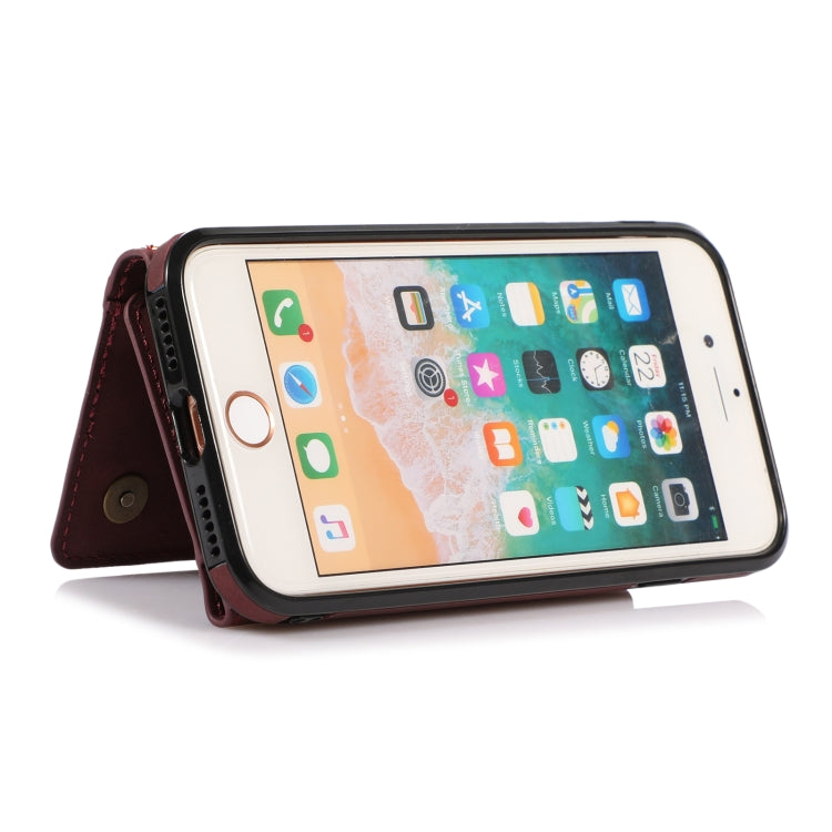 For iPhone SE 2022 / SE 2020 / 8 / 7 Three-fold Leather Phone Case with Card Slot & Wallet & Holder