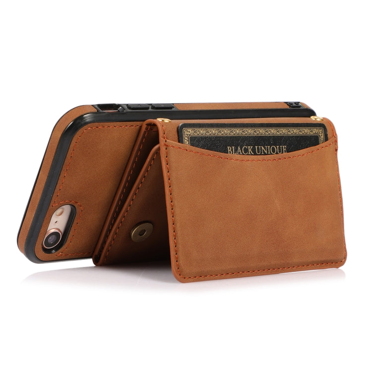 For iPhone SE 2022 / SE 2020 / 8 / 7 Three-fold Leather Phone Case with Card Slot & Wallet & Holder