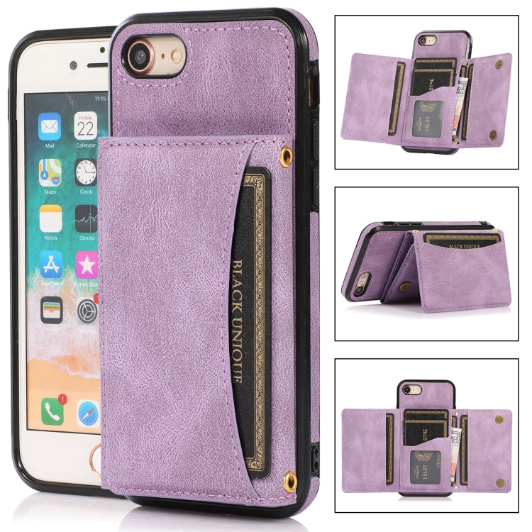 For iPhone SE 2022 / SE 2020 / 8 / 7 Three-fold Leather Phone Case with Card Slot & Wallet & Holder