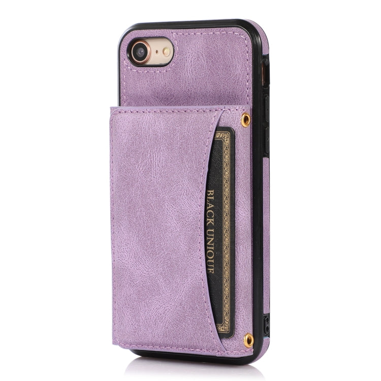 For iPhone SE 2022 / SE 2020 / 8 / 7 Three-fold Leather Phone Case with Card Slot & Wallet & Holder