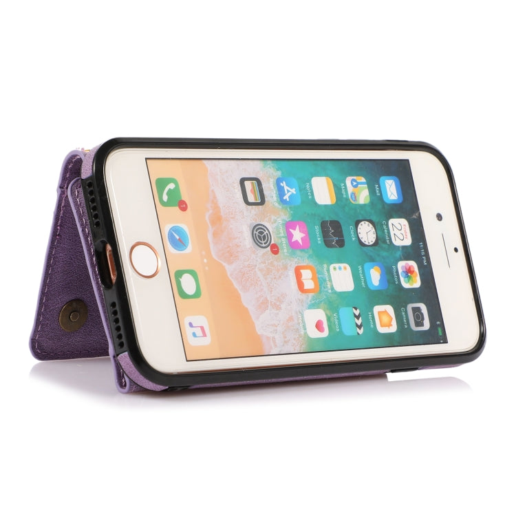 For iPhone SE 2022 / SE 2020 / 8 / 7 Three-fold Leather Phone Case with Card Slot & Wallet & Holder