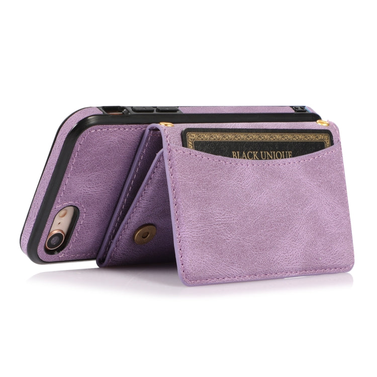 For iPhone SE 2022 / SE 2020 / 8 / 7 Three-fold Leather Phone Case with Card Slot & Wallet & Holder