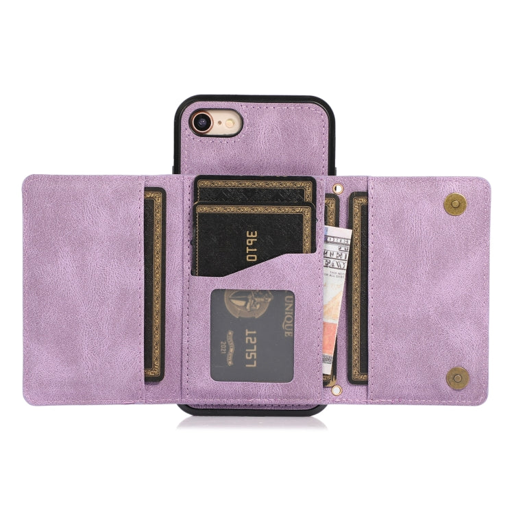 For iPhone SE 2022 / SE 2020 / 8 / 7 Three-fold Leather Phone Case with Card Slot & Wallet & Holder