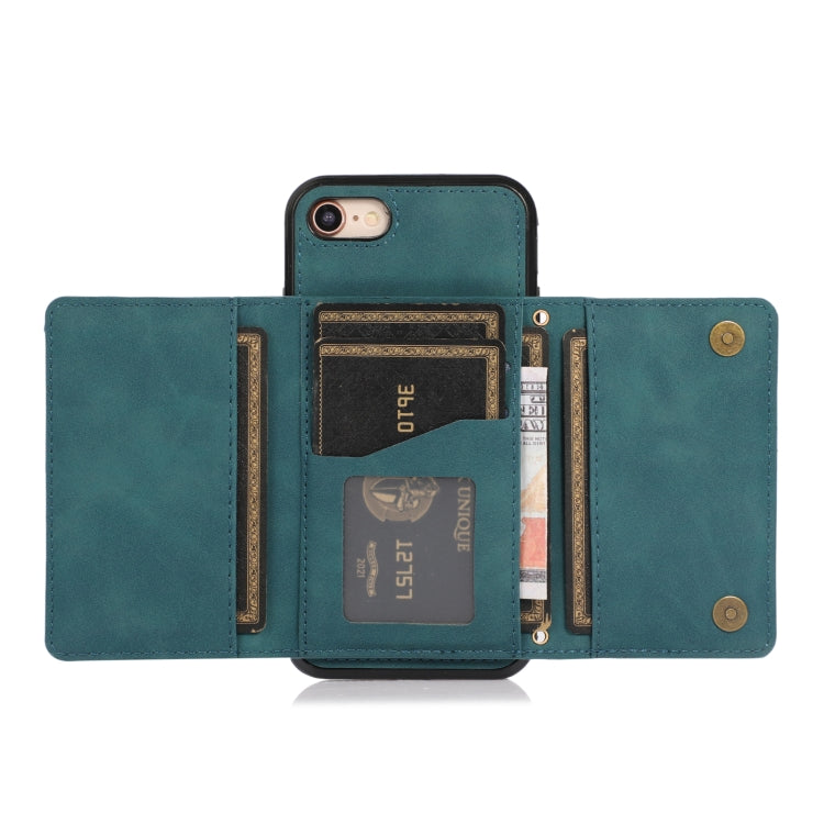 For iPhone SE 2022 / SE 2020 / 8 / 7 Three-fold Leather Phone Case with Card Slot & Wallet & Holder