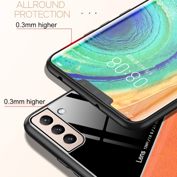 For Samsung Galaxy S22 5G Leather Glass Magnet Phone Case