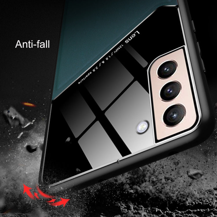 For Samsung Galaxy S22+ 5G Leather Glass Magnet Phone Case