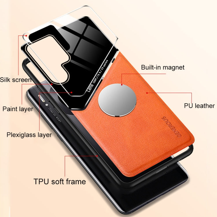 For Samsung Galaxy S22 Ultra 5G Leather Glass Magnet Phone Case