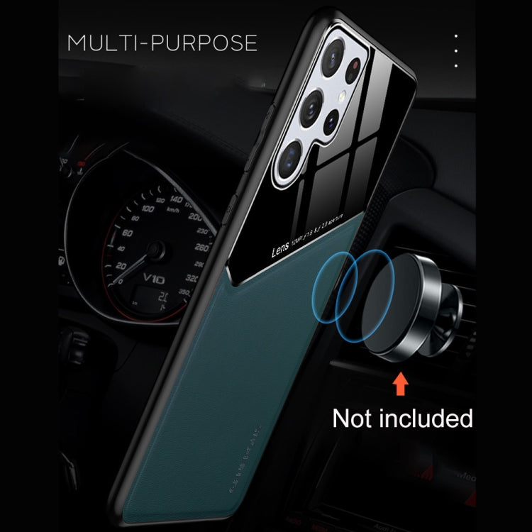 For Samsung Galaxy S22 Ultra 5G Leather Glass Magnet Phone Case
