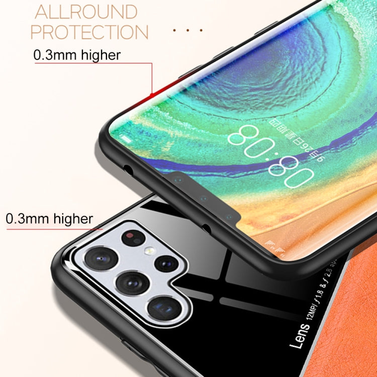 For Samsung Galaxy S22 Ultra 5G Leather Glass Magnet Phone Case